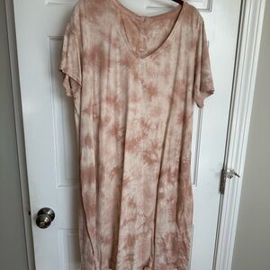 J. Jill Tie-Dye Midi Dress in Pink and Cream